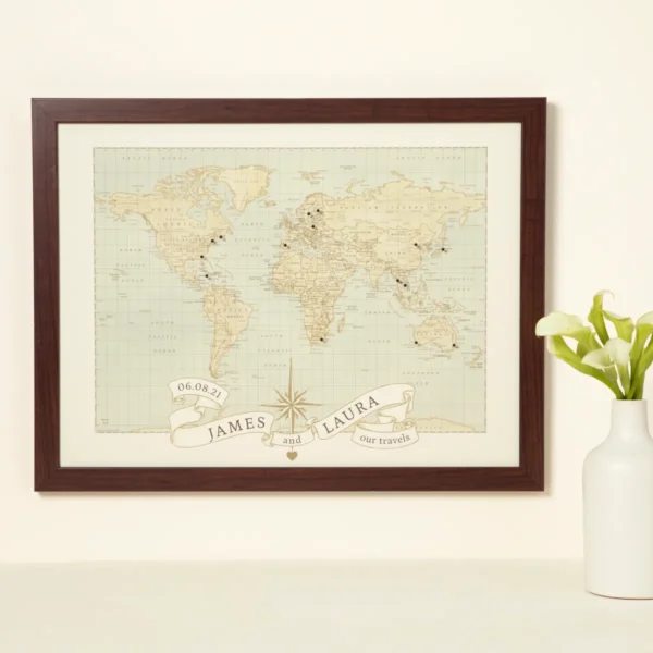 Personalized Anniversary Pushpin World Map