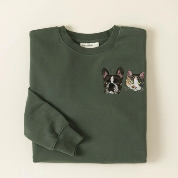Custom Pet Embroidered Sweatshirt, 2 Pets