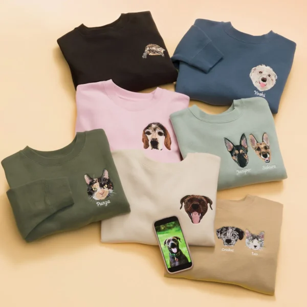 Custom Pet Embroidered Sweatshirt, 2 Pets